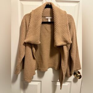 Banana Republic Camel Shawl Collar Waffle Knit Wool Cashmere Cardigan